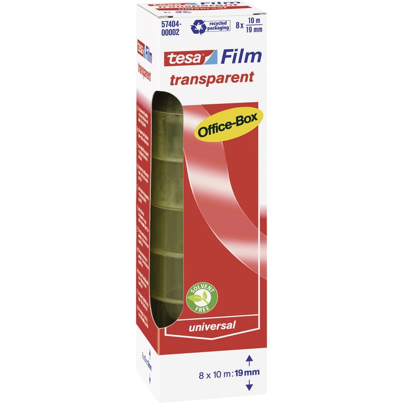 Tesa - film Transparent - Transparentes Multifunktions-Klebeband für Heim- Schul- und Büroanwendungen - 10 m x 19 mm - 8er Pack