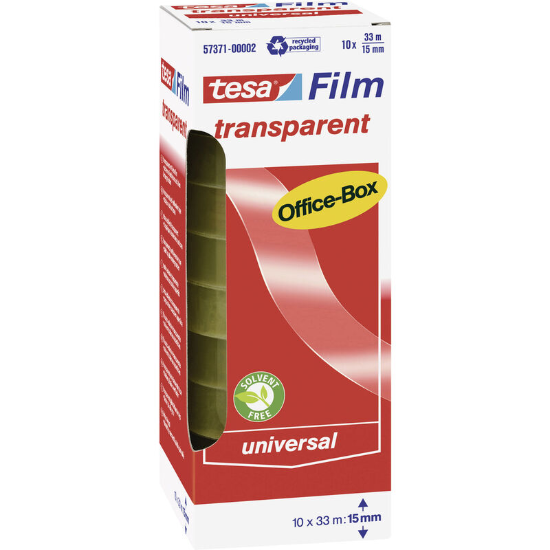 Tesa - film Transparent - Transparentes Multifunktions-Klebeband für Heim- Schul- und Büroanwendungen - 33 m x 15 mm - 10er Pack