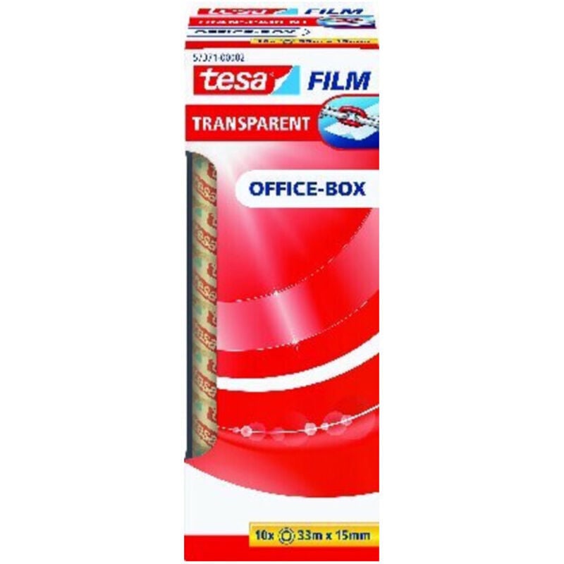 Tesa - film Transparent - Transparentes Multifunktions-Klebeband für Heim- Schul- und Büroanwendungen - 66 m x 15 mm - 10er Pack