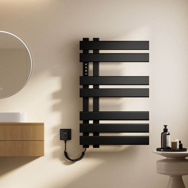 OihPaw Handtuchheizkörper elektrisch,Badheizkörper elektrisch 450x720mm,Weißer intelligenter thermostatischer Handtuchheizer 235W,Elektrischer