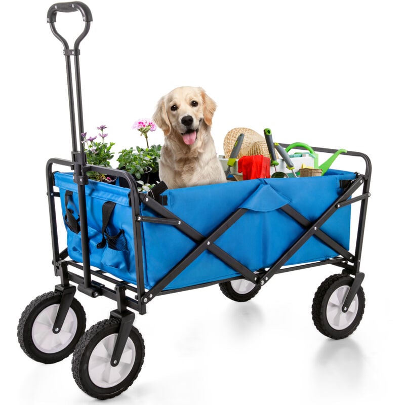 L&h-cfcahl - Zusammenklappbarer Station Wagon Outdoor All Terrain Trolley,Faltbarer Bollerwagen Handwagen Gartenwagen ,Getränkehalter aus Mesh,