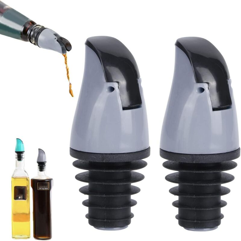 Ölausgießer, 2 Ölausgießer mit Verschluss, Flaschenausgießer aus Silikon und ABS, Verschluss für Ölausgießer, Messkappe für Rum, Whisky, Getränke