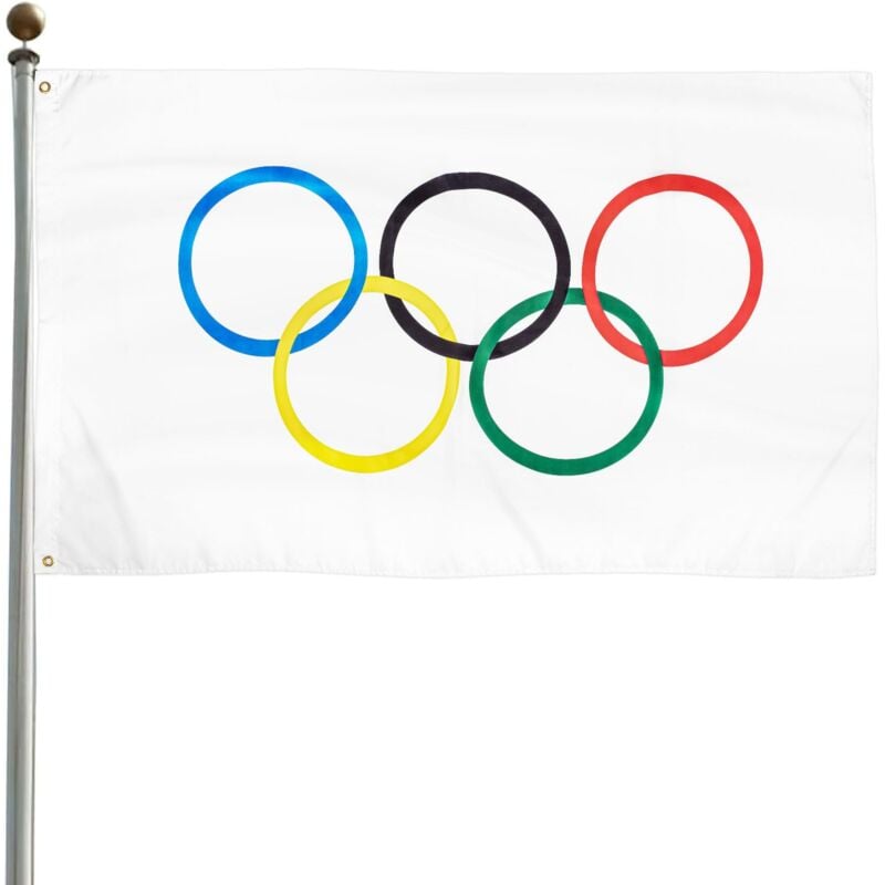 Coocheer - Olympische Flagge, Dekoration für die Olympischen Spiele, 150 x 90 cm, Flagge für die Olympischen Spiele 2024, Flaggen für die Olympischen