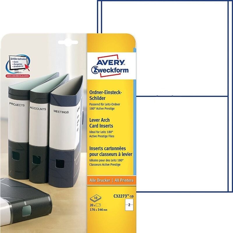 Ordner-Einsteck-Schilder 176x146mm für Leitz 180° Active Prestige