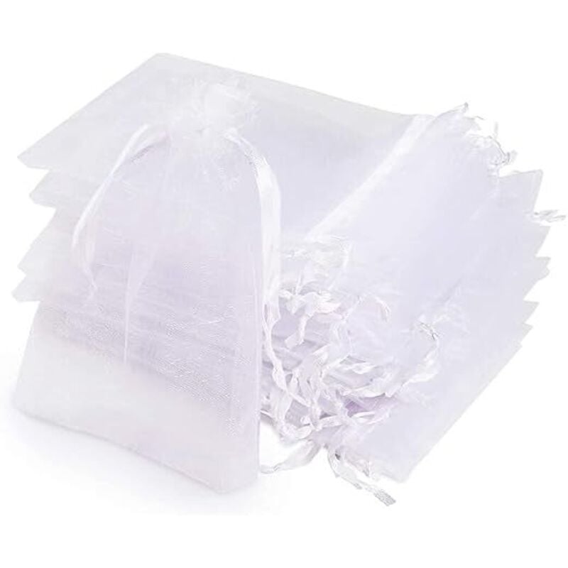 Organzabeutel, 120 durchsichtige Beutel, 10 x 15 cm, weiße Organza-Geschenkbeutel mit Band für Weihnachtsgeschenke, Organzabeutel für Schmuck,