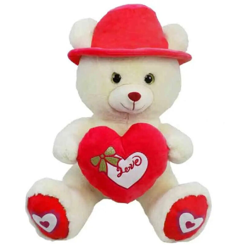 Trade Shop Traesio - Trade Shop - orso in peluche mit cappello und cuore rosso 55 cm regalo für san valentino 92423 -