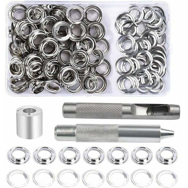 Ösen-Set, 100 Sets 12 mm Ösen, Planen-Reparaturset mit 3 Ösen für Ösenwerkzeuge für Planen, Stoffe, Zelte und Kunsthandwerk