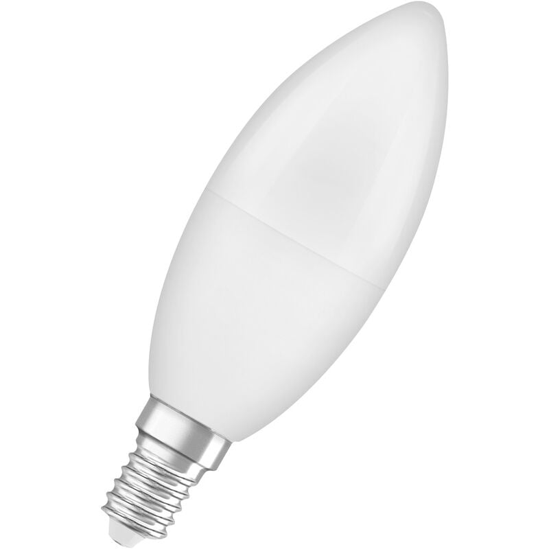 Osram - LED-Lampen, klassische Minikerzenform, 60 Watts Ersatz, E14, B-shape, 4000 Kelvin, Kalt weiß, Matt, single Pack