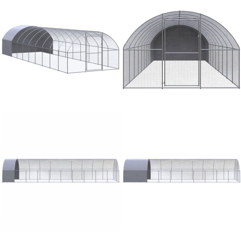 Outdoor-Hühnerstall 3x10x2 m Verzinkter Stahl - Hühnerstall - Hühnergehege - Geflügelhaus - Auslauf Für Hühner - Stall Für Hühner - Home & Living