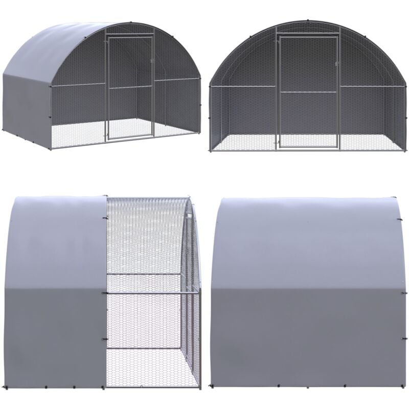 Outdoor-Hühnerstall 3x2x2 m Verzinkter Stahl - Hühnerstall - Hühnergehege - Geflügelhaus - Auslauf Für Hühner - Stall Für Vögel - Home & Living