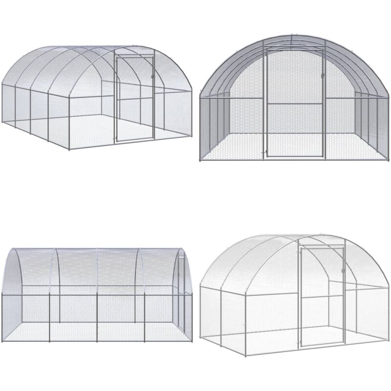 Outdoor-Hühnerstall 3x4x2 m Verzinkter Stahl - Hühnerstall - Hühnergehege - Geflügelhaus - Auslauf Für Hühner - Vogelvoliere - Home & Living
