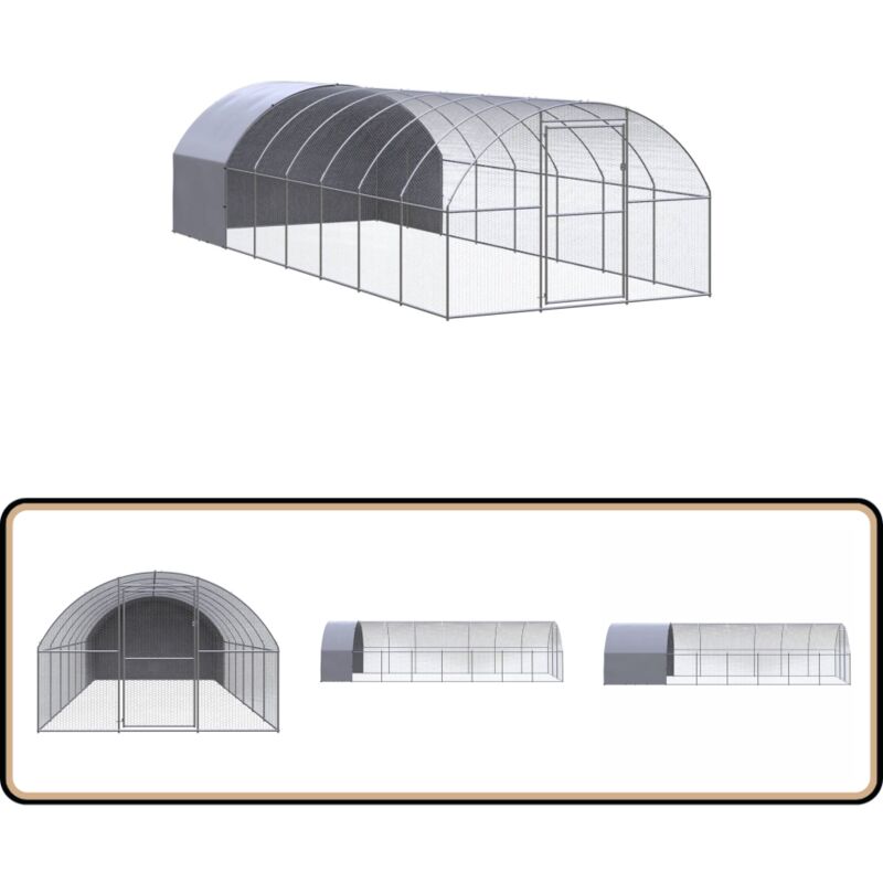 Vidaxl - Outdoor-Hühnerstall 3x8x2 m Verzinkter Stahl - Hühnerstall - Hühnergehege - Geflügelhaus - Auslauf Für Hühner - Stall Für Vögel