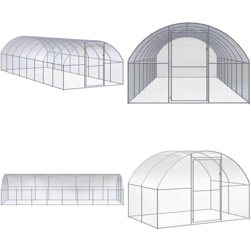 Outdoor-Hühnerstall 3x8x2 m Verzinkter Stahl - Hühnerstall - Hühnergehege - Geflügelhaus - Auslauf Für Hühner - Stall Für Hühner - Home & Living