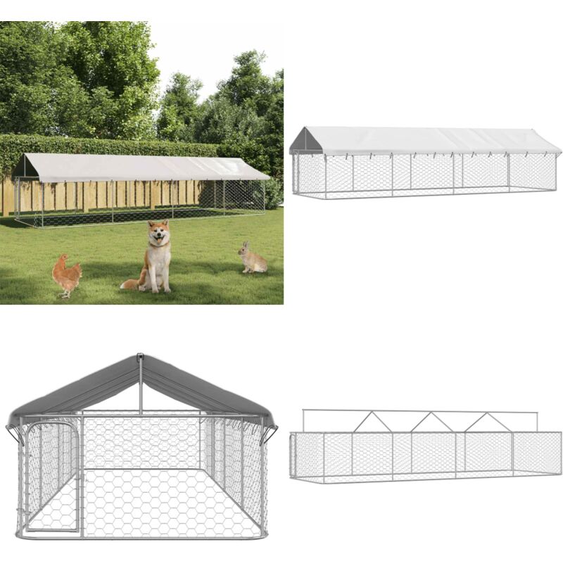 Outdoor-Hundezwinger mit Dach 600x200x150 cm - Outdoor Hundezwinger - Hundehaus - Hundegarten - Hundezwinger Mit Dach - Stabiler Hundezwinger - Home