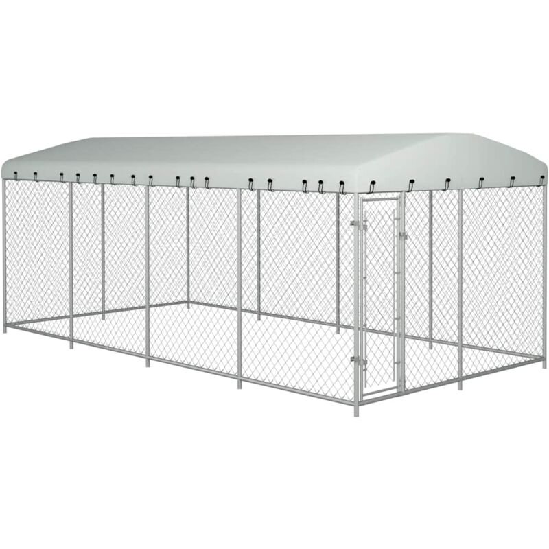 Outdoor-Hundezwinger mit Überdachung 7,6x3,8x2,3 m Vidaxl