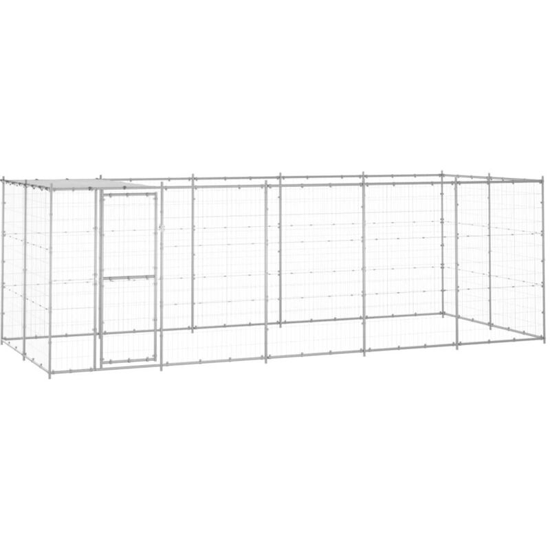 vidaXL Outdoor-Hundezwinger mit Überdachung Verzinkter Stahl 12,1 m²