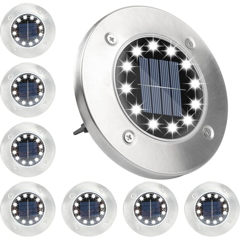 Outdoor Solar Licht Lampe 12LED Garten Boden Licht Kalte Weiße Beleuchtung Outdoor Solar Lampen Edelstahl Wasserdicht Für Rasen Hof 8 stücke