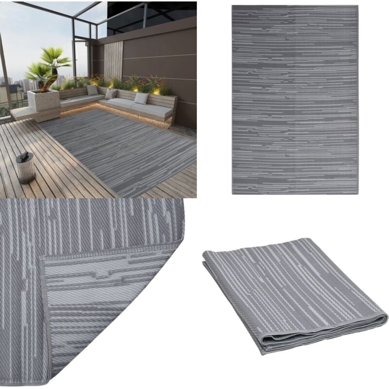 Outdoor-Teppich arakil Anthrazit 140x200 cm pp - Außenbereich Dekoration - Balkon Teppich - Terrassen Teppich - Garten Teppich - Polypropylen Teppich