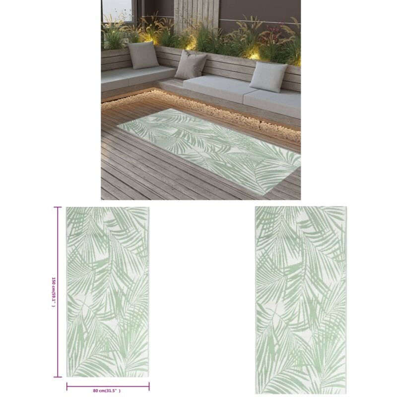 Vidaxl - Outdoor-Teppich arakil Grün 80x150 cm pp - Außenbereich Dekoration - Balkon Teppich - Terrassen Teppich - Garten Teppich - Polypropylen