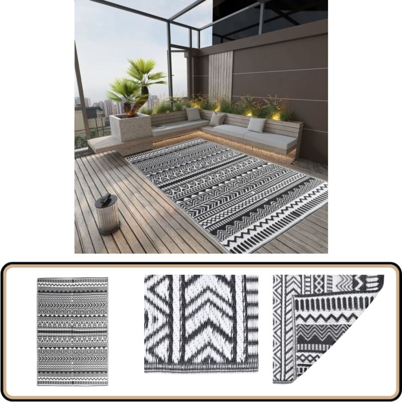 Vidaxl - Outdoor-Teppich arakil Schwarz 190x290 cm pp - Außenbereich Dekoration - Balkon Teppich - Terrassen Teppich - Garten Teppich - Pool Bereich