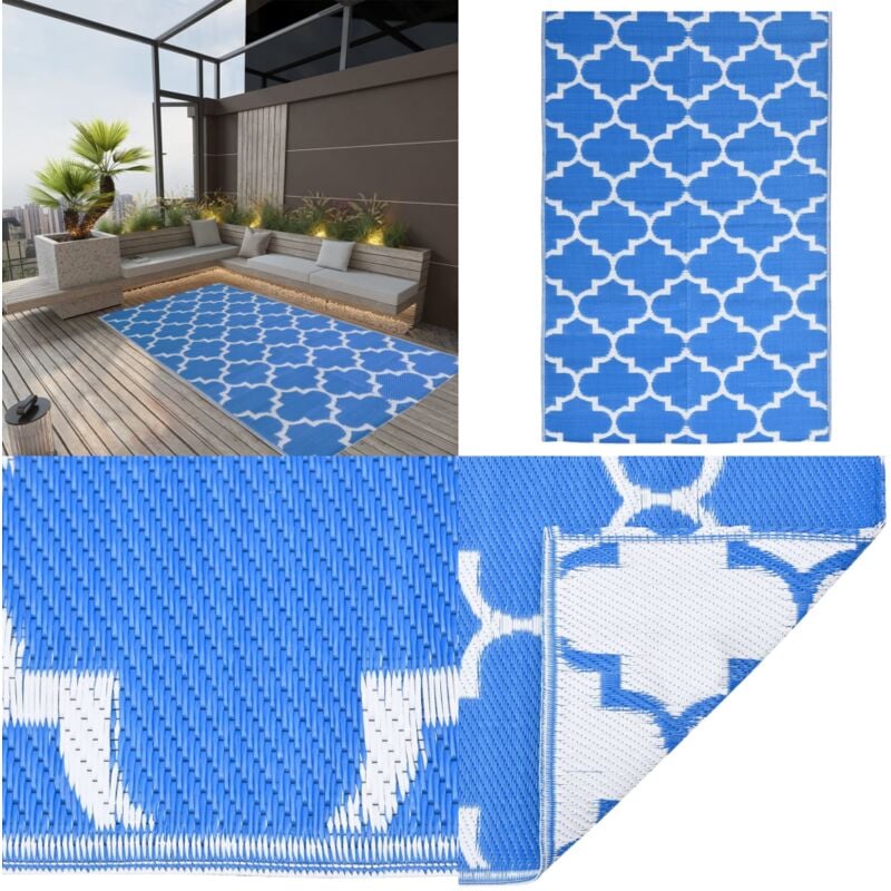 Outdoor-Teppich arakil Blau 160x230 cm pp - Außenbereich Dekoration - Balkon Teppich - Terrassen Teppich - Garten Teppich - Pool Bereich Deko - Home