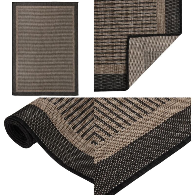 Vidaxl - Outdoor-Teppich Flachgewebe 140x200 cm Dunkelbraun - Outdoor-Teppich - Balkon-Teppich - Terrassen-Teppich - Flachgewebe-Teppich - Wetterfest
