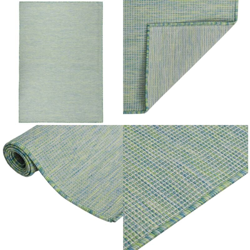 Vidaxl - Outdoor-Teppich Flachgewebe 160x230 cm Türkis - Outdoor-Teppich - Balkon-Teppich - Terrassen-Teppich - Flachgewebe-Teppich - Türkis - Home &