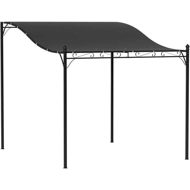 Outsunny Anbaupavillon Pergola mit Dach, Wasserabweisend Pavillon Vordach, freistehend Gartenpavillon Terrassenpavillon Überdachung Sonnenschutz für