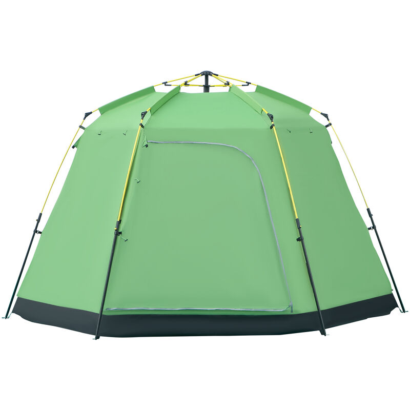 Camping Zelt 6 Personen Zelt Familienzelt Kuppelzelt Kunstleder2000mm einfache Einrichtung für Familien Trekking Festival Stahl Glasfaser Grün 320 x