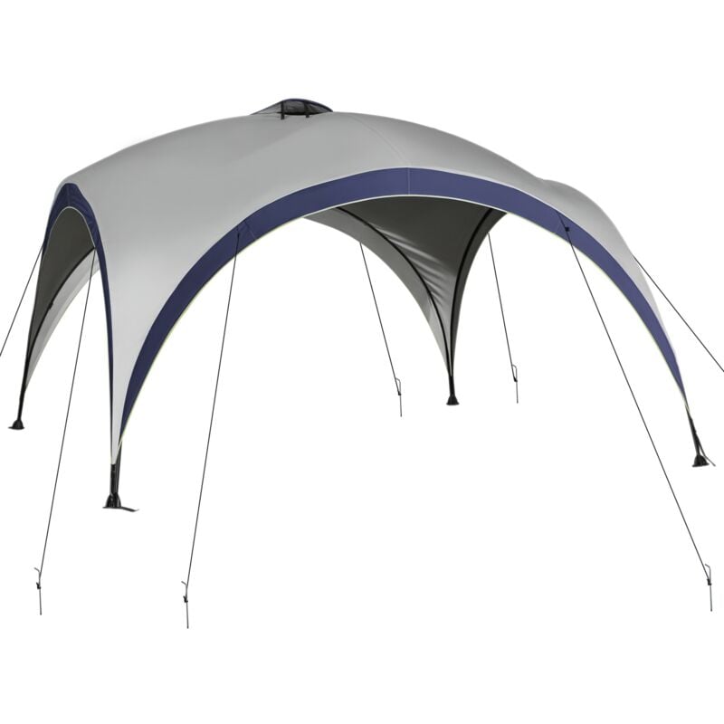 Garten Pavillon Gartenzelt Festzelt Partyzelt Sonnenschutz wetterfest Metallstange + Polyester Cremeweiß + Blau 4 x 4 x 2,5 m - Outsunny