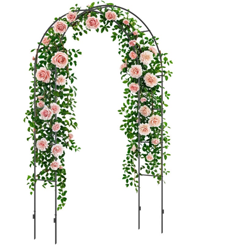 Outsunny - Rosenbogen aus Metall Rankhilfe für Kletterpflanzen Gartenbogen mit Spitze Metallstruktur Torbogen Rankbogen für Rosen Bögen Rosenhilfe