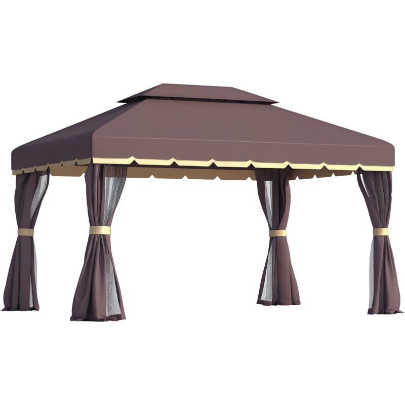 Outsunny Gartenpavillon Pavillon 390 x 290 x 280 cm Gartenzelt Festzelt Partyzelt mit 4 x Seitenteile Moskitonetz wetterfest Aluminium Polyester