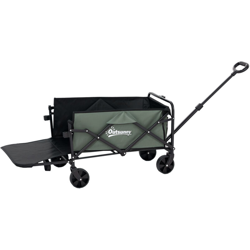 Outsunny - Gartenwagen 90 kg belastbar, klappbar Transportwagen mit herausnehmbare Plane, Griff, Rädern, Lenkachse, Bollerwagen Handwagen Gartenkarre
