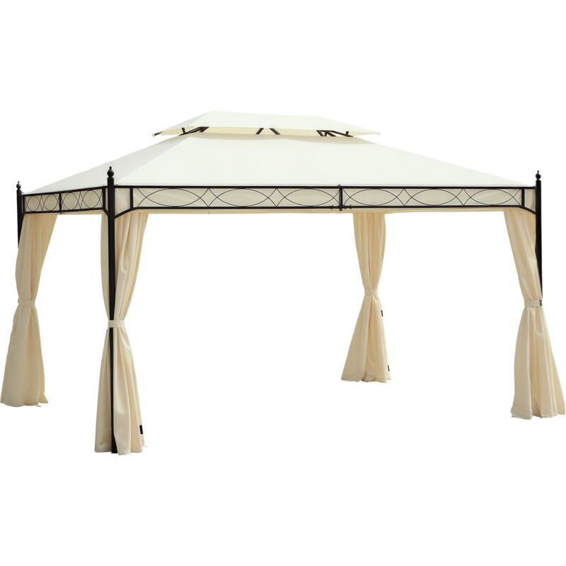 Luxus Pavillon Gartenpavillon Partyzelt Festzelt Gartenzelt Pagode 3x4 m Creme - Outsunny