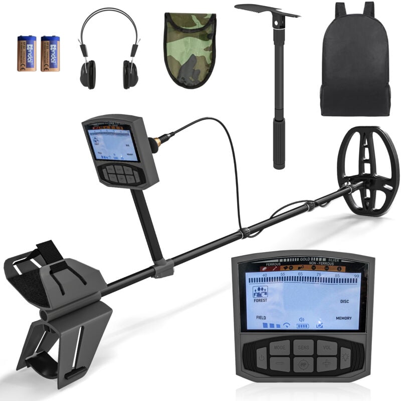 Metalldetektor für Erwachsene 5 Modi Tragbar Ortungsgerät mit Alarm Spule LCD-Display, IP68 Wasserdichter Metall Pin Pointer, Metallsuchgerät,