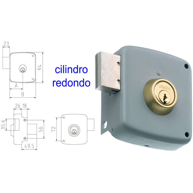 MCM - Overlay-Schloss 2524PR-100-Rechts lackierter Rundzylinder