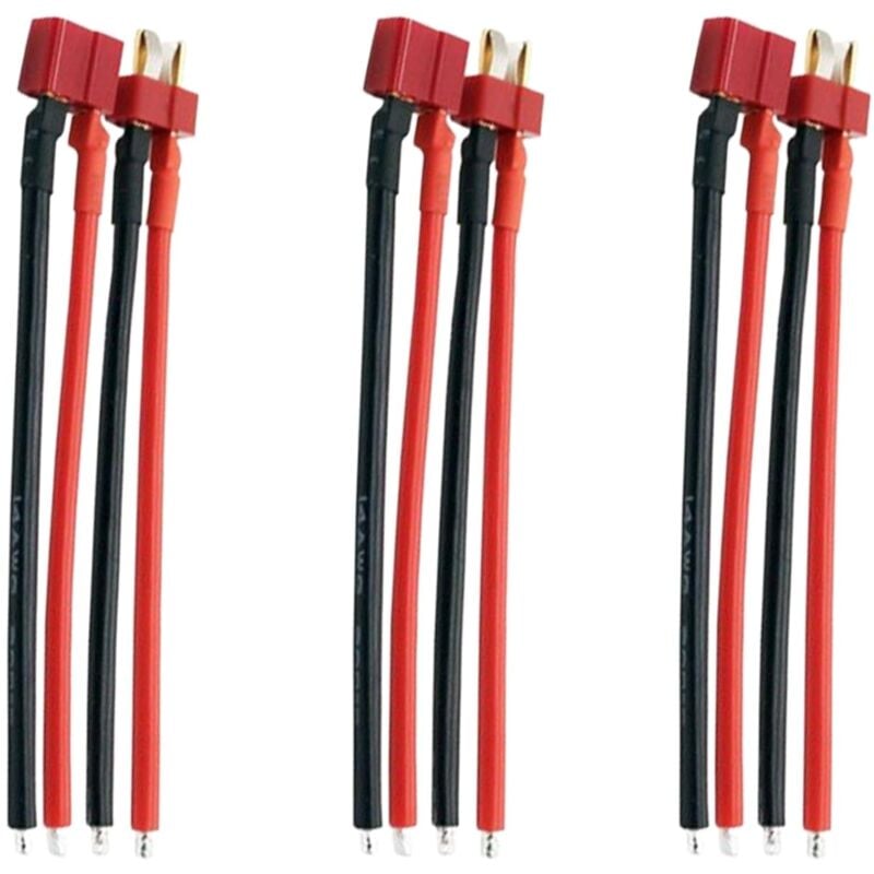 Paar Deans T-Stecker mit 14 awg Silikondraht für RC-Drohnen, Quadcopter, Auto- und Boots-Lithiumbatterien.