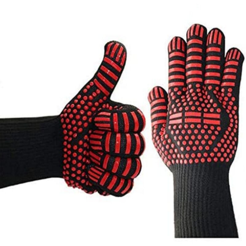 Paar Ofenhandschuhe (rot), Grillhandschuhe, 800 °c hitzebeständig, Küchenhandschuhe, Silikon, rutschfest, hitzebeständig, zum Kochen/Backen/Grillen