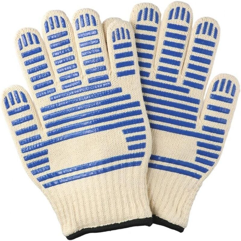 Paar Grillhandschuhe, doppellagige Ofenhandschuhe, hitzebeständig bis 350 °c, zum Kochen, Schweißen, Grillen, Backen, Kamin