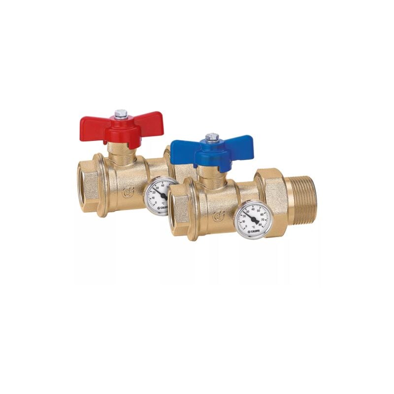 Paar Kugelhähne mit Innengewinde und Außengewinde mit Rohrverschraubung 1 'x1 1/4' Caleffi 391167 1' x 1 1/4'