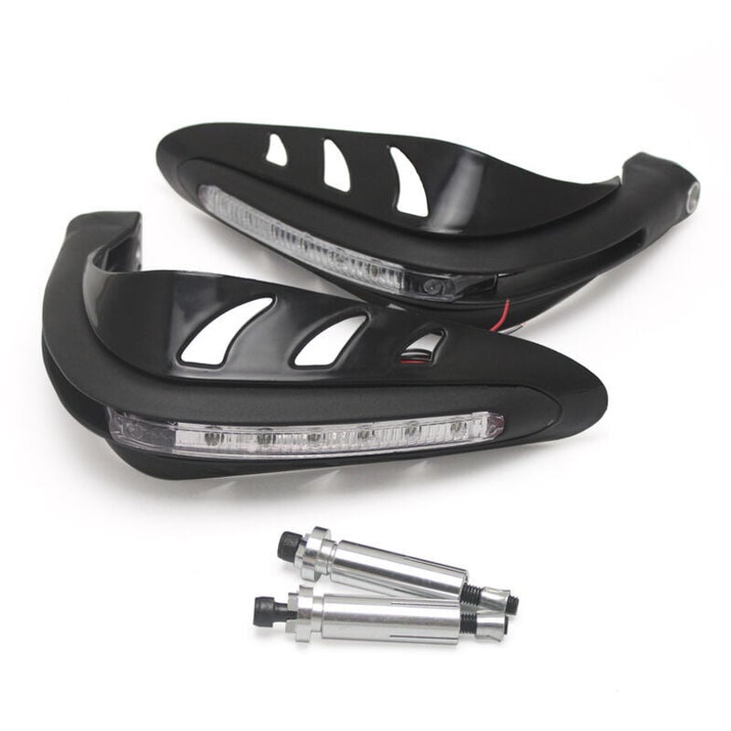 Paar Universal-Handschützer für Motorräder – Motocross-Handschützer – Lenkerschutz – LED-Blinker – Schwarz