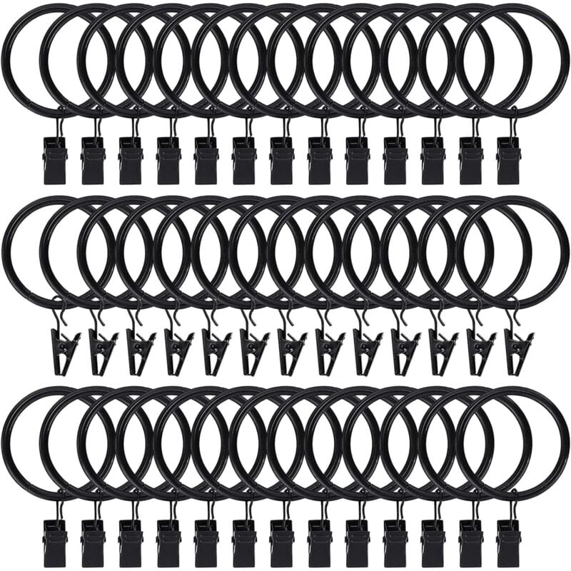 Bluedeer - Pack von 25 Vorhang Ringe Metall Vorhang Ringe mit Clips 32 mm Innendurchmesser Vorhang Ringe für Stange Fenster Tür Duschvorhang