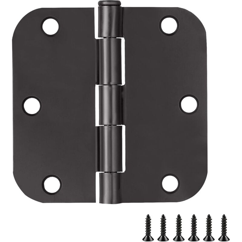 Packung 3,5-Zoll-Rundtürscharniere, mattschwarz, 5/8-Zoll-Radius, innenliegend, 3 1/2-Zoll-Flacheisen, klappbar, Standard