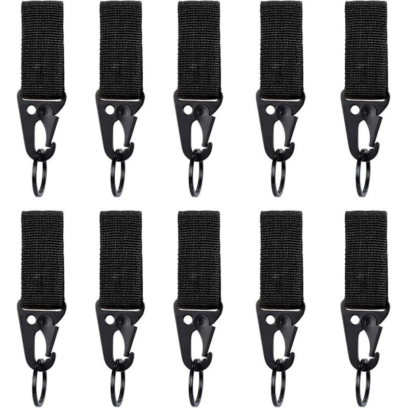 Packung mit 10 taktischen Nylon-Karabinern – für Rucksäcke, Camping, Wandern, robuste Schlüsselanhänger
