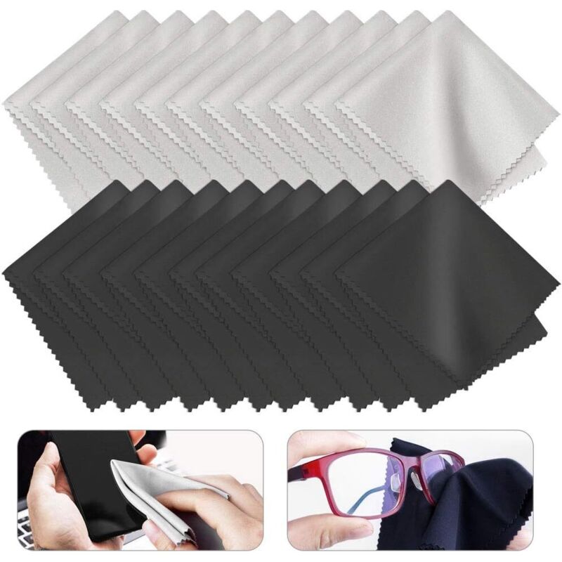 Packung mit 20 Mikrofasertüchern für Brillen, 15 x 15 cm – fusselfrei – zur Reinigung von Brillen, LCD-Bildschirmen, Objektiven, Kameras und