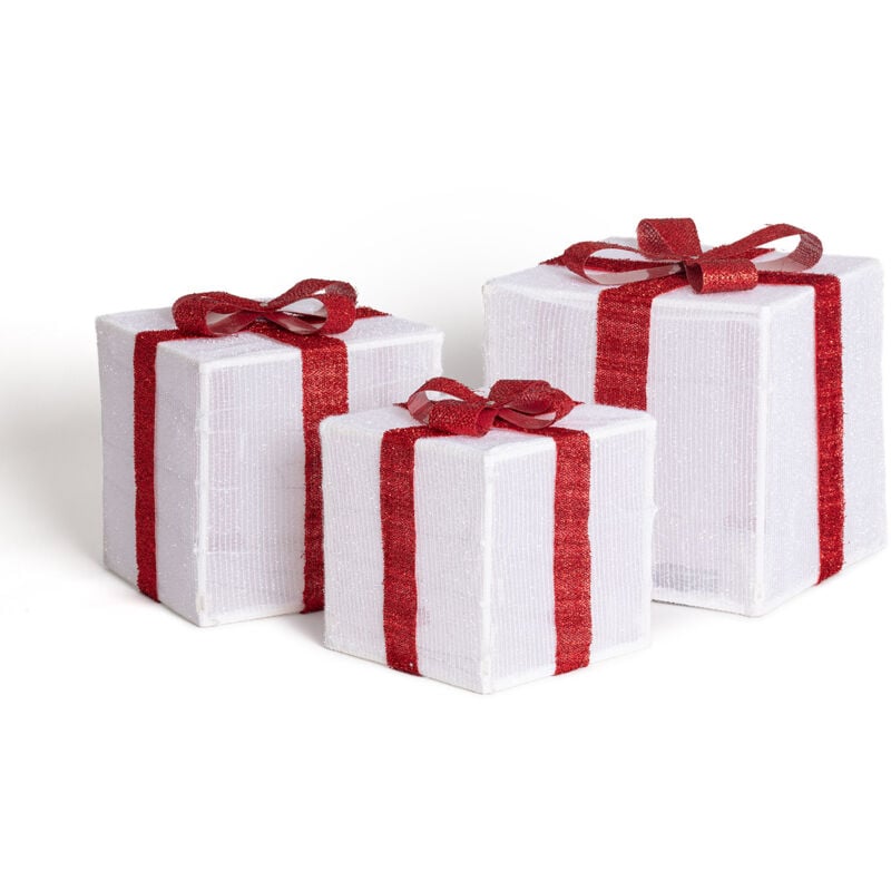 Pack mit 3 LED-Weihnachtsgeschenken mit Batterie Noelle Weiß / Rot