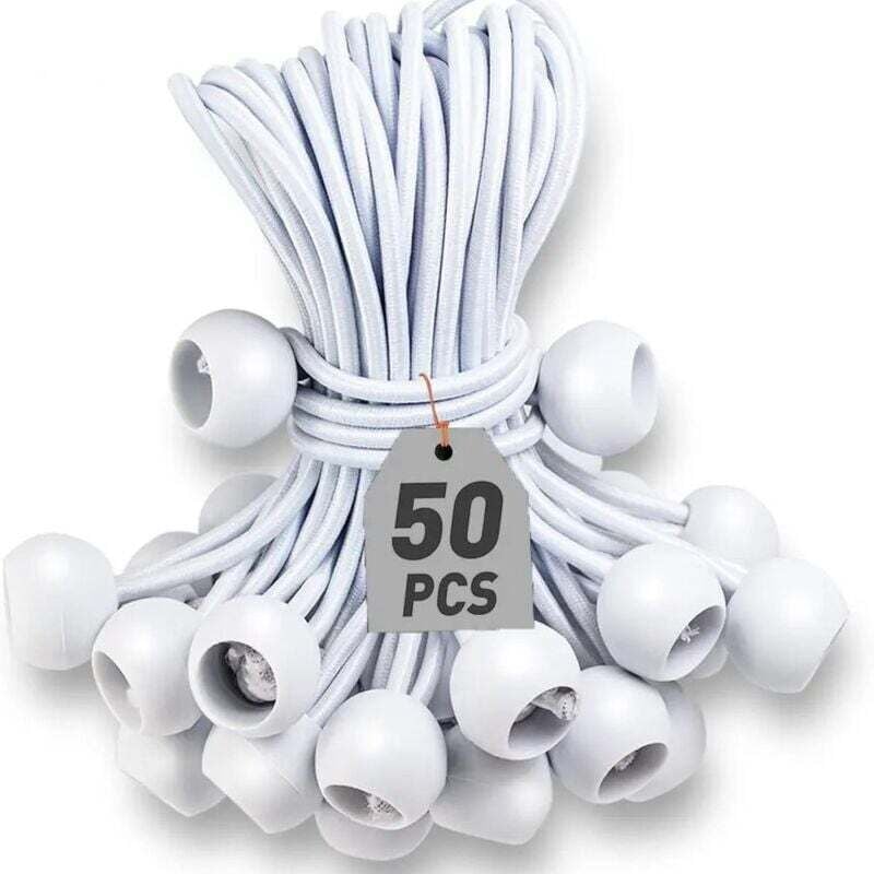 Packung mit 50 elastischen Bungee-Seilen mit Kugeln für Zelte, Pavillons, Banner und Planen, 150 mm.