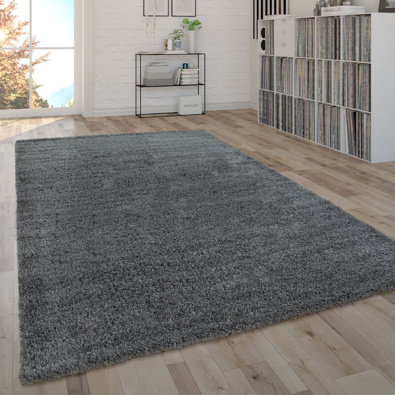 Paco Home Hochflor-Teppich, Shaggy-Teppich, Moderner Wohnzimmer-Teppich In Grau 133x190 cm