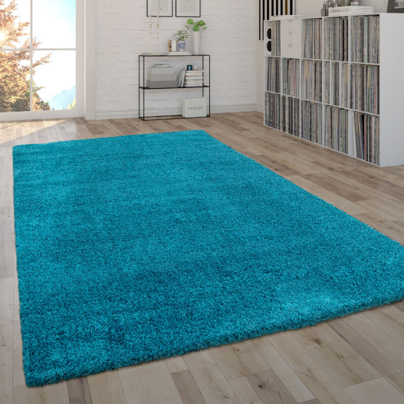 Paco Home Hochflor-Teppich, Shaggy-Teppich, Moderner Wohnzimmer-Teppich In Türkis 240x340 cm