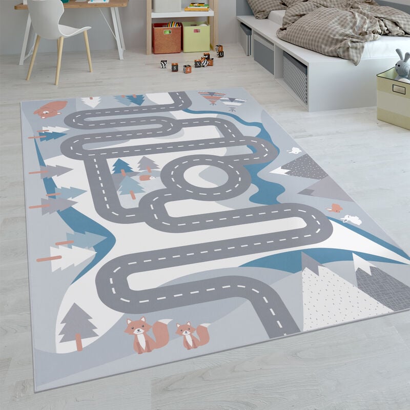 Paco Home - Kinder-Teppiche, Kurzflor-Teppiche für Kinderzimmer mit vers. Designs Spielteppiche Bunt 100x200 cm, Creme
